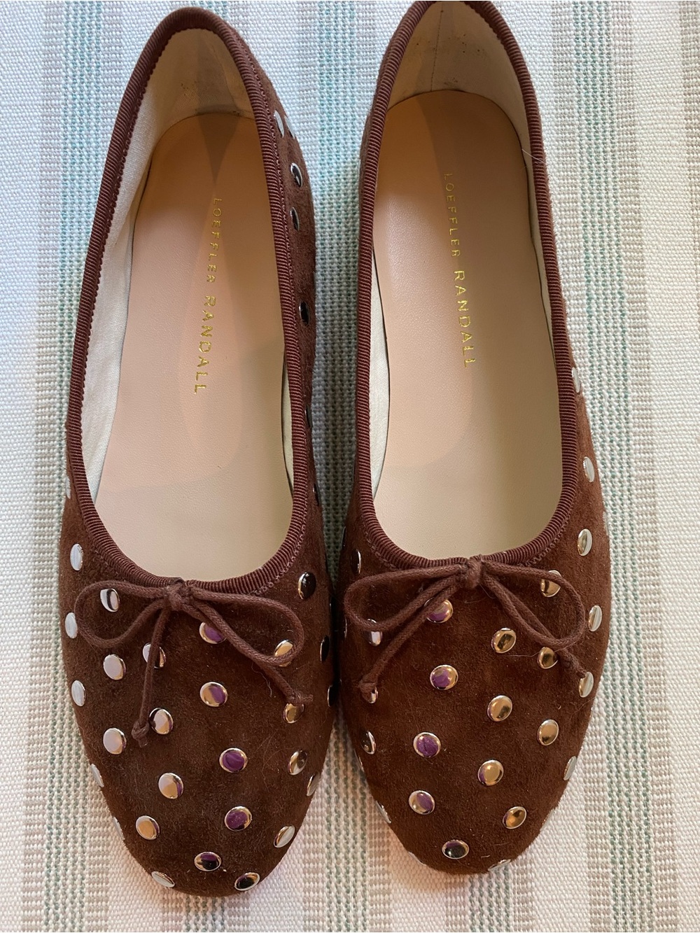 Loeffler Randall Brown Suede Studded Ballet Flats - Picture 10 of 14